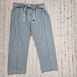 Junk Food Paper Bag Chambray Disney Mickey Mouse Pants with Belt SIZE:XL